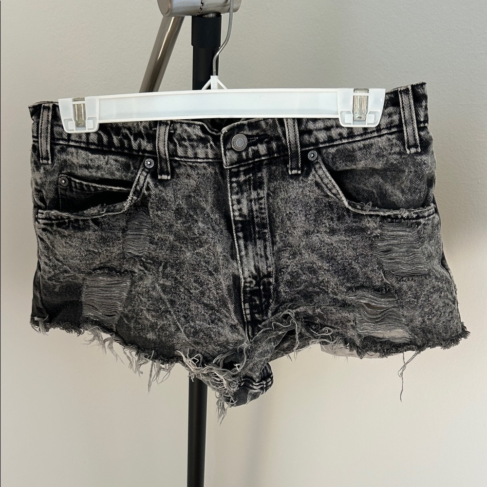 Levi's Black Distressed Jean Shorts